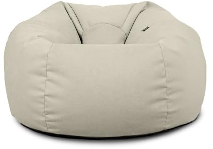 rucomfy Beanbags Large Adults Bean Bag Chair with Filling Included - Machine Washable Durable Big Bean Bag for Teens - Comfortable Home & Living Room Beanbag Seat for All Ages (Cream, Beanbag Only)