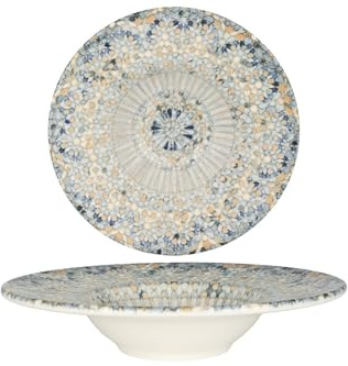Bonna Assiette De Pâtes - Luca Mosaic - Porcelaine - 24 cm (270cc) - lot de 2