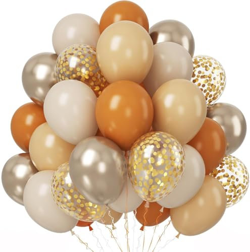 Luftballons Beige Braune,60 Stück 12 Zoll Ballons Beige Latex Luftballons, Luftballons Beige Nude Orange, Apricot Champagner Gold Metallic Ballons für Geburtstag Hochzeit Babyparty Dekoration