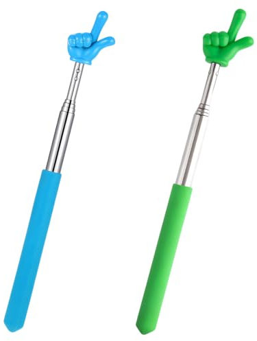 GXGM 2 Pezzi Finger Pointer Telescopico,Insegnanti Allungabile Mano Bastone Puntatore,Mini Bastone Retrattile,Puntatore Dito,Per Insegnanti in Classe Ausili(Blu +Verde)