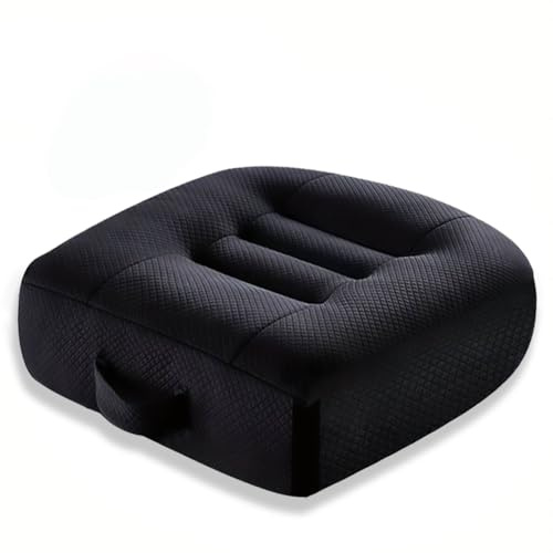 Car Booster Seat Cushion for Driving - 4.72 Inch Height Lift, Breathable Mesh Ergonomic Cushion for Car, Office, Home, Gaming Chair - Relieve Back & Hip Pain (Black)