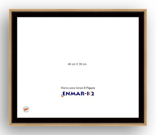 ENMARK2 Marco caja americana dorado para lienzo 8 Figura (38X46 cm) sin cristal ni trasera