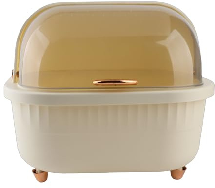 Tomedny Égouttoir à Vaisselle avec Couvercle, égouttoir de Cuisine Peu encombrant, boîte de séchage de Vaisselle, Plateau égouttoir à Couverts, Bol en Plastique et Support à Assiettes (Abricot M)