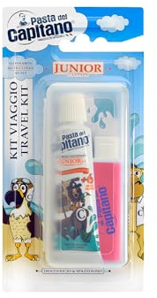 Pasta del Capitano, Kit de Viaje para Niños, Kit que Incluye Cepillo de Dientes Plegable y Pasta de Dientes para Niños de 25 ml, Ideal para el Cuidado Oral de los más Pequeños, 100% Made in Italy