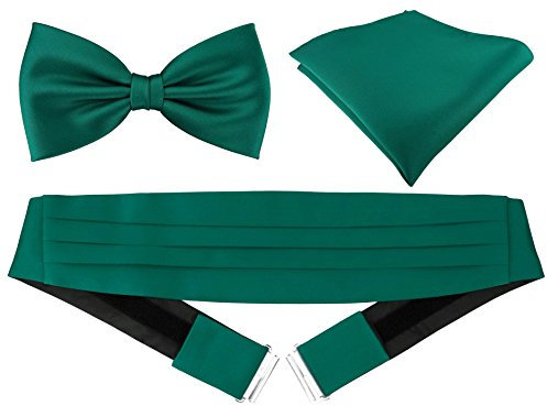TigerTie Kummerbund Einstecktuch Satin Fliege in petrolgrün - Schärpe Leibbinde