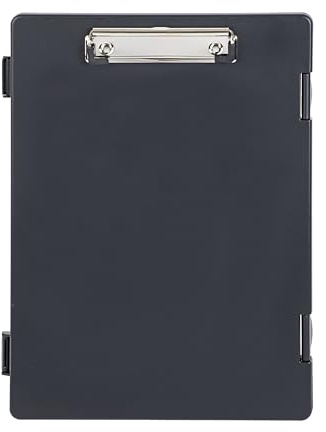 MAUL Portapapeles A4 carpeta de documentos A4 con caja de almacenamiento para bolígrafo, papel y bloc de notas, apertura lateral, adecuado para mochila, maletín y mochila escolar, color negro