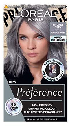 L'Oréal Paris Permanent Hair Colour, Long-Lasting Shine and Intense Colour, For up to 8 Weeks, Preference Vivids (Colorista), Smokey Grey 9.11, x1 pack