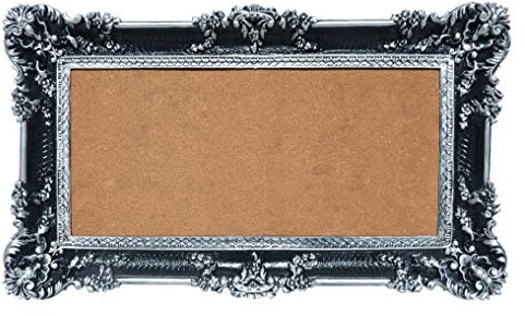 LIGUORO SHOP Grand cadre rectangulaire style baroque imitation vintage shabby chic pour photos, peintures, affiche 96 x 56 cm (noir/argent)