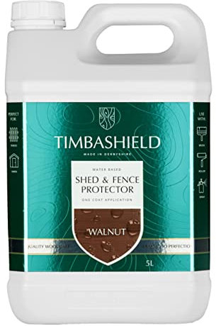 Timbashield - Shed & Fence Protector - Walnut - 5L - One Coat System - Water Based Wood Stain - Nourishes & Protects - Enhances & Brightens - Ideal for Sawn Wood