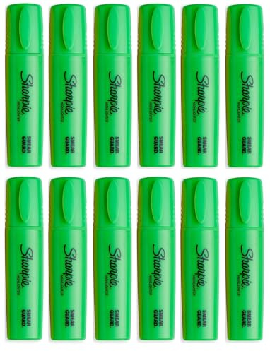 Sharpie Fluo XL Textmarker, 3-Klingen, Keilspitze, 12er-Pack, Grün
