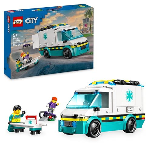 LEGO City Ambulancia de Emergencias Juguete de Construcción, Set de Juego de Médicos con Vehículo y Minifiguras, Regalo Educativo Montessori para Niños y Niñas de 5 Años o Más 60451