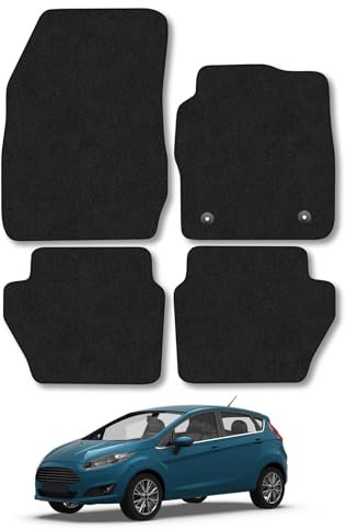 Ford Fiesta (2011-2017) Car Mats Accessories Tailored Fit Carpet Floor Mats Non Slip Black Trim Full Coverage Compatible Accessory Front Rear Set Anti Slip Granulated Backing Hand-Finished Clips