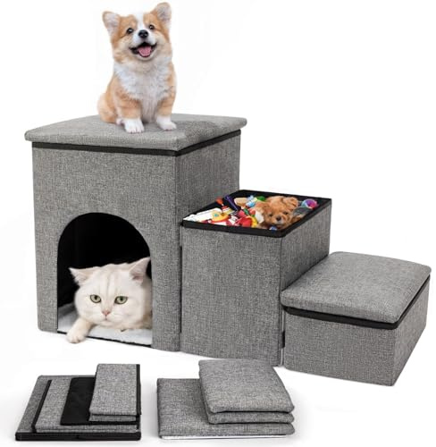 FURRYPAWS Escalier pour Chien Pliable - Rampe pour Chien et Chat, Escaliers Rutschfest pour Canapé et Lit, Idéal pour Animaux de Compagnie, Support Client 24/7