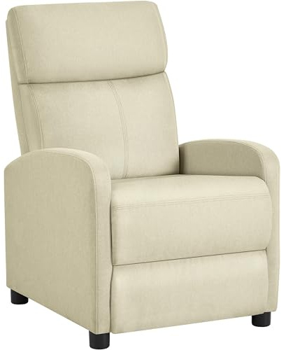 Yaheetech Poltrona Relax Reclinabile Regolabile Divano Monoposto con Poggiapiedi da Soggiorno Camera da Letto 61,5 cm × 87 cm × 99 cm Beige/Lino
