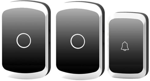 Koolenry Home Welcome Doorbell Elderly Appel Cloche pour une Distance Télécommandée de 300 Mètres avec 36 Pistes de Musique 1Button 2Receiver Black Eu Plug