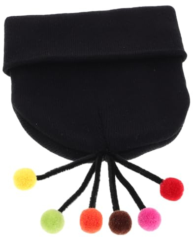 AKOOSY Bonnet à Pompon Tricoté Noir, Modèle Amusant, pour Hommes et Femmes