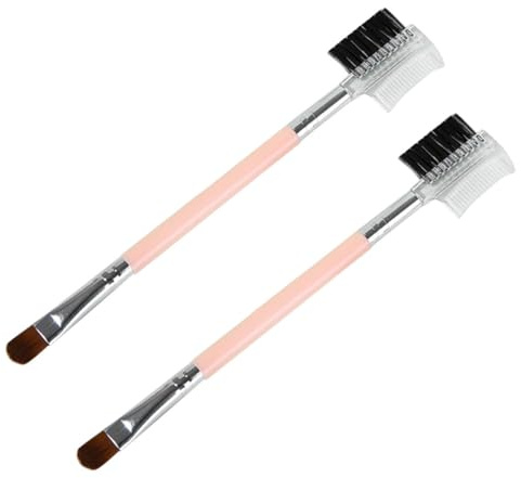 Zerodeko Pennelli a Doppio per Sopracciglia e Occhi 2 Pezzi Set Piccolo Leggero Setole in Nylon per Make-Up Naturale e Uniforme, Strumenti Cosmetici Portatili per Donne e Ragazze