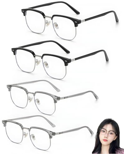 Bettinay Blue Light Blocking Glasses, 4 Pcs Lightweight Screen Anti Glare Glasses for Men, Women