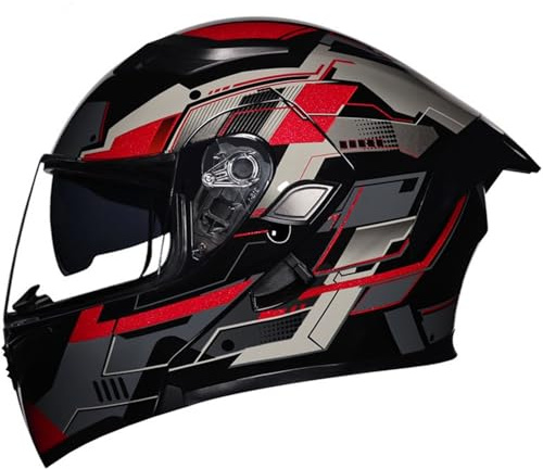 Casco Moto Apribili E Modulari Omologato ECEDOT Caschi Motorino Integrali Modulari con Doppio Visiera Casco Protettivo Scooter per Uomini e Donne Adulti Caschi Motocross Corsa K,L=59~60CM