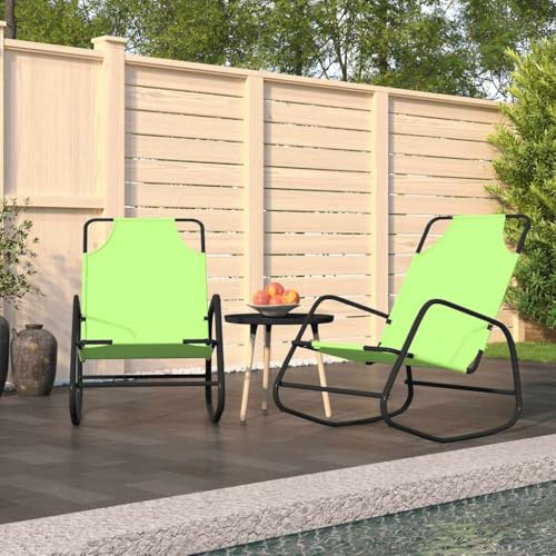 BUKSCYJS Rocking Sun Loungers 2 pcs Green Steel and Textilene Fabric Outdoor Patio Furniture with Breathable Mesh and Rust-Resistant Frame for Relaxing Leisure