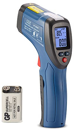 CEM DT-8666 Digital Infrared Meat Thermometer Gun,DS10:1 Instant Read Laser Temperature Gun for Griddle,Grill,Oven,Pizza, Thermal Air Heat Leak Detector for Industrial Repairs with Color Light Alarm