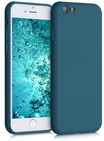kwmobile Hülle kompatibel mit Apple iPhone 6 / 6S Hülle - gummierte TPU Silikon Handyhülle - Schutzhülle für kabelloses Laden - Case in Petrol matt