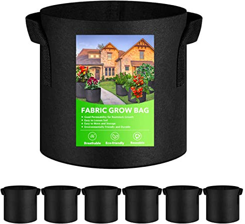 XVZ Sacs de Plantation, Lot de 6 Sac à Plantes 10L en Non Tissé Pots pour Tomates, Fraises, Poivrons, Carottes - 3 Gallons Noirs