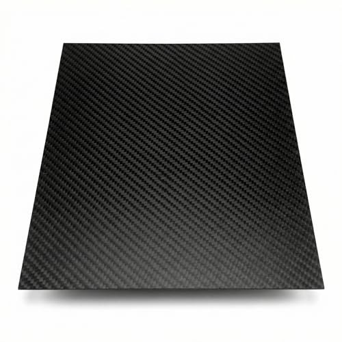 QWORK 3K Lámina de fibra de carbono, 200 x 250 x 1 mm, fibra de carbono, negro