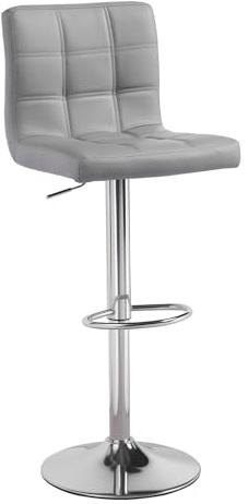 Panana Height Adjustable Cuban Bar Chairs Synthetic Leather 360° Swivel Kitchen Stool with Backrest and Footrest for Breakfast Bar, Counter, Kitchen and Home (Gray, One Stool)