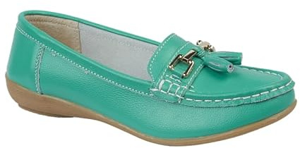 Jo & Joe Women Leather Flat Loafer Ladies Casual Comfy Slider Low Wedge Heel Work Shoes