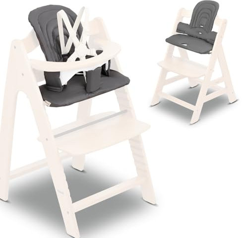 hauck Highchair Baby Seat Pad, Dark Grey - Accessory for Alpha+ Wooden High Chair from 6 Months, Oeko-TEX® Standard 100, Soft Padding, Easy to Wipe Clean, Machine Washable