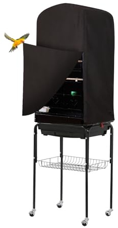 Colorday Good Night Bird Cage Cover for Large Bird Cage with Play Top (Patent Pending) (Black, 64)