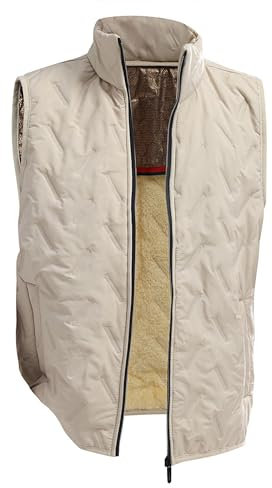 Foweknow Daunenweste Herren 2024 Warme Steppweste Verdickt Winddicht Softshellweste Patchwork Fleeceweste Mit Stehkragen Gefütterte Winterweste Ärmellose Outdoorjacke Anglerweste