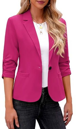 Roskiky Blazer Damen Elegant Damen Jacke Dressy 3/27 Ärmel Blazer M