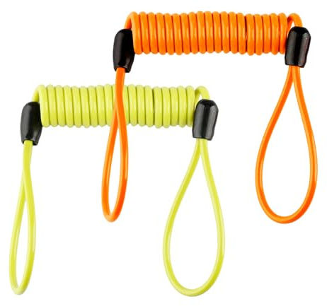 Tabanzhe 2 cavi di promemoria per blocco disco, cavo di sicurezza a spirale luminoso per blocco freno a disco, antifurto per moto e scooter, cavo a molla per la sicurezza del manubrio