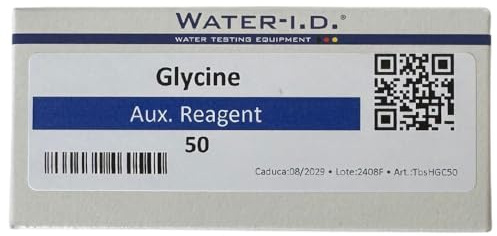 Glycine tabletas reactivas para PoolLab 1.0 y 2.0 – Reactivo para medir bromo, dióxido de cloro y ozono (0,0–11 mg/l ppm) – Vida útil 2 años – 50 tabletas (TbsHGC50)