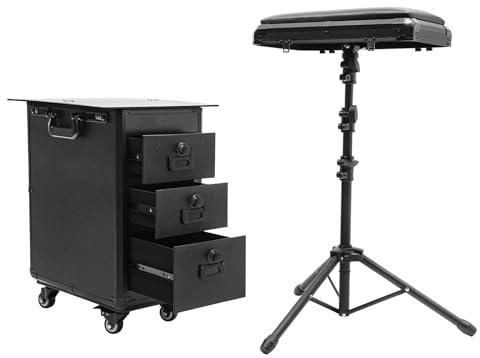 Maletín de cosméticos con soporte para reposabrazos, maletín de maquillaje, maletín de tatuaje, mesa de tatuaje, con 3 cajones y 4 ruedas universales, para guardar cosméticos