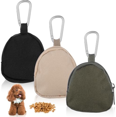 Matwsec 3 Pcs Dog Treat Pouches Treat Bag for Dog Training Hand Free Puppy Dogs Treats Bags with Carabiner, Portable Pet Walking Bag for Travel Or Outdoor Use Reusable Dogs Treats Container