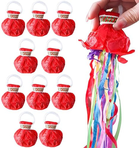 Gleemix 10 Stk Luftschlangen Juicy Bomb Set, Bombe Luftschlangen Hand Werfen Streamer, Luftschlangen Geburtstag Konfettikanone, Konfetti Kanone Shooter, Für Feiers Hochzeite Weihnachten Silvester Deko
