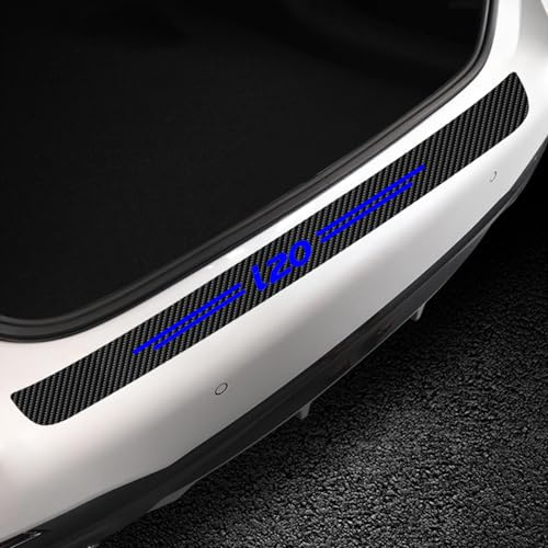 Car Rear Bumper Protector, for Hyun-dai i20 Boot Plate Door Sill Strip Anti-Scratch Carbon Fiber Tail Trim Stickers Styling Accessories,Blue