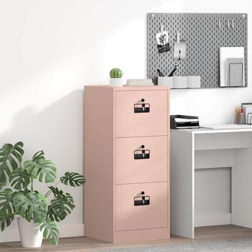 INLIFE Cabinet de Dossier Rose 44 x 50 x 106.5 cm Acier Laminé à Froid-891617