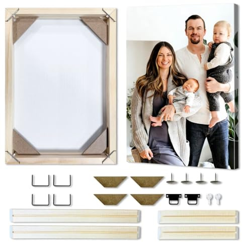 Marco de madera para fotos de 60 x 120 cm, vertical u horizontal, para impresiones en lienzo, pintura al óleo, pinturas artísticas de pared, pósteres con kit de montaje automático, 1 paquete