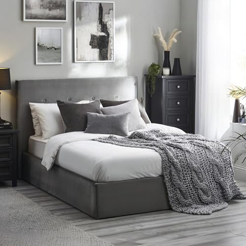 Julian Bowen Shoreditch Lift-up Storage Bed, Grey, King Size