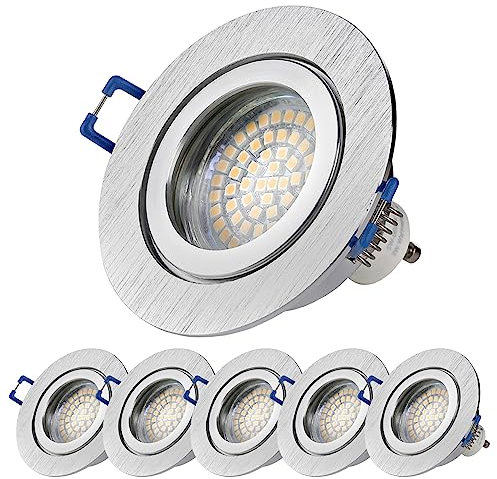 Sweet Led 6x Einbaustrahler GU10 230V IP44 – Deckenspots aus Aluminium – inkl. 3W LED Spot 3000K Warmweiß– Einbauspots Für Bad & Küche – Feuchtraum geeignet