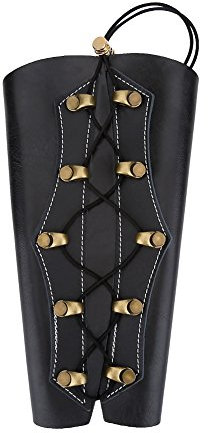 Keenso Bogenschießen Armschutz, Einstellbare PU-Leder Bogenschießen Armschutz 22.5 * 12.4cm Atmungsaktiv Armschutz Zubehör für Recurve Traditionelles Bogentraining(Schwarz)