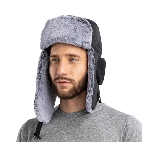 HunterBee Orecchie Cappello Bombardiere Ushanka Uomo Donna Berretto Russo Cacciatore di Trapper Freddo Antivento Pelliccia Sci da Caccia Neve eschimese