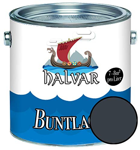 Halvar Buntlack für Holz & Metall GLÄNZEND Grau RAL 7000-7047 Holzfarbe Holzlack Innen & Außen robuster Kunstharzlack Wetterbeständig & perfekter Langzeitschutz (1 L, RAL 7016 Anthrazitgrau)