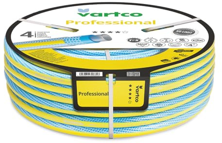 Vartco Light 4-Lagers Vattenslang Trädgårdsslang Slang Trädgårdsbevattning Flexibel Slang Polyesterkorsfläta UV-Beständig Anti Twist 25 Bar (1/2 30m)