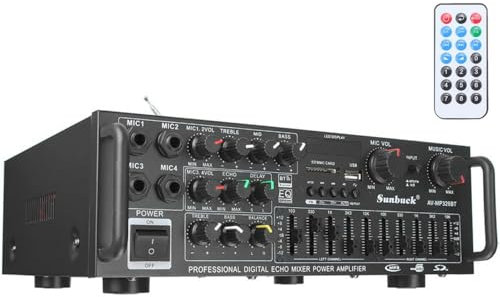 2000W Digital Power Amplifier Bluetooth, Wireless Stereo Audio Receiver for AV Home Cinema Studio Car TV Phone