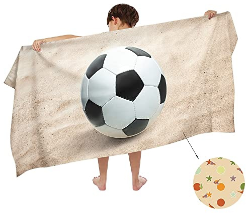 Ulticool mikrofiber barnhandduk 140 x 70 cm – fotboll stranddinosaurie – lätt resehandduk snabbtorkande badhandduk strandhandduk mikrofiber – resor strand barn pojke